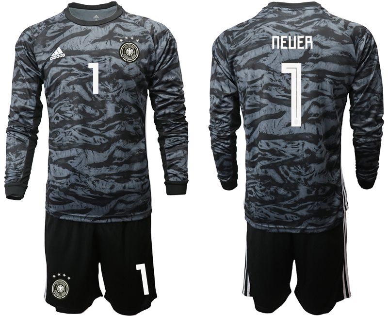 Men 2019-2020 Season National Team Germany black long sleeve goalkeeper #1 Soccer Jersey->germany jersey->Soccer Country Jersey